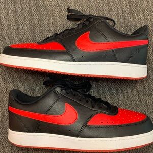 Nike Mens Sz 11.5 Court Vision Lo NN Black/University Red White Shoes FJ0685 010